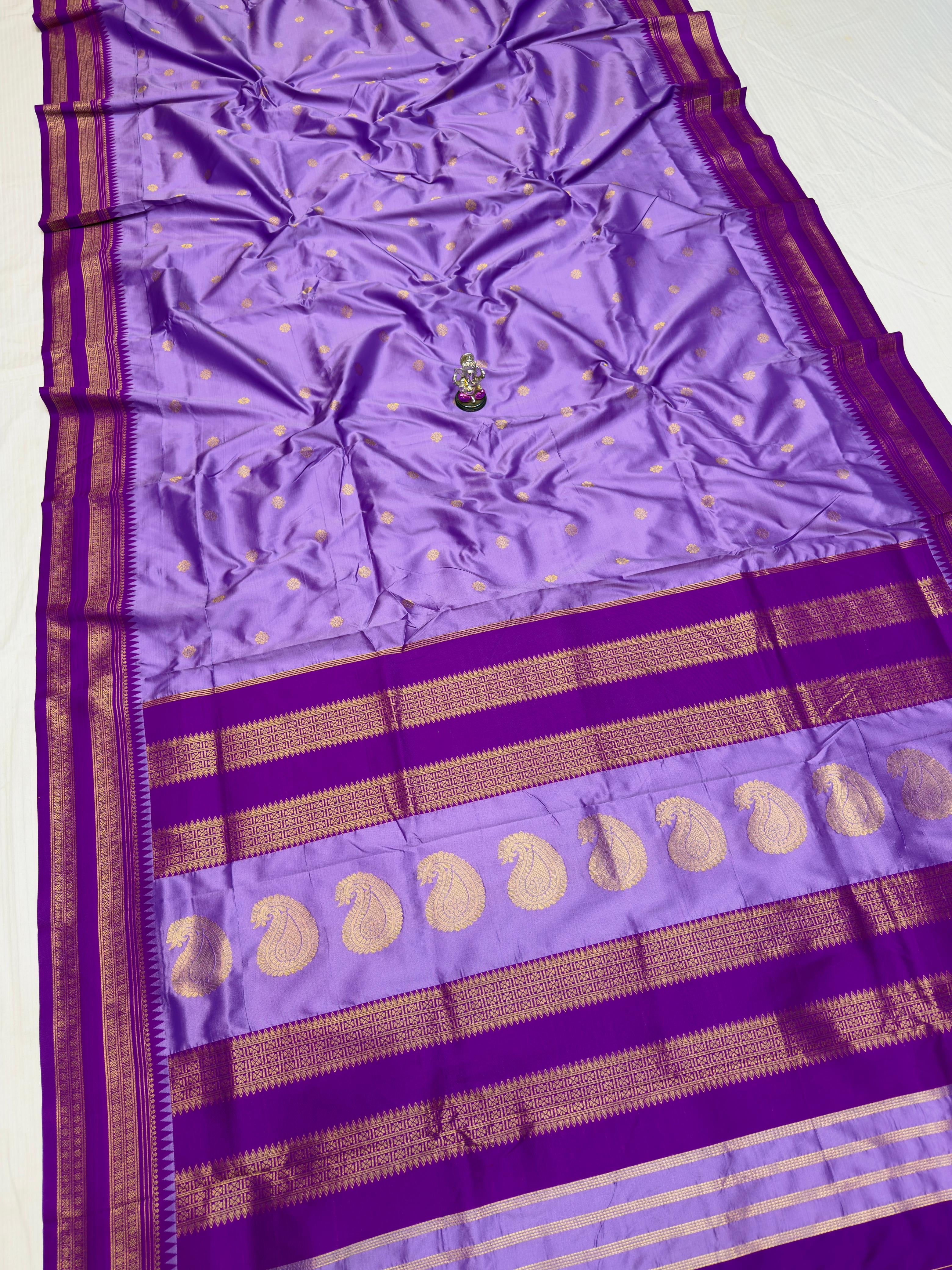 Lavender with Magenta Border Paithani Saree