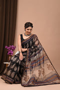 Kota doria black with cream border saree