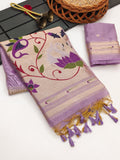 Lavender muga cotton paithani saree