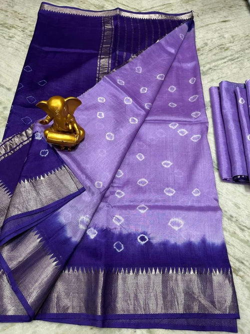 Bandhini Mangalagiri Silk Light Purple Colour Saree - Classic to Modern
