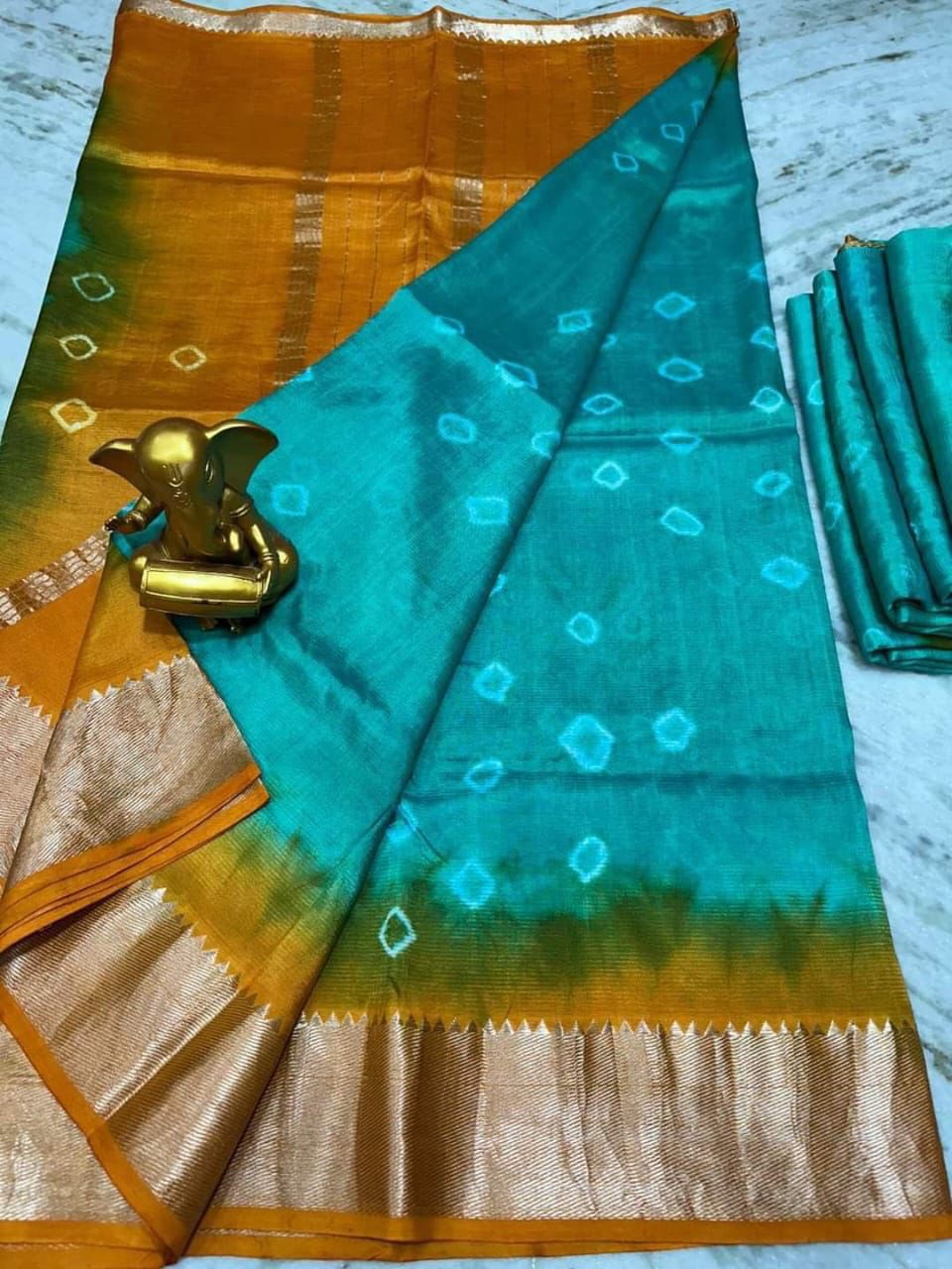 Bandhini Mangalagiri Silk Sea green Colour Saree - Classic to Modern