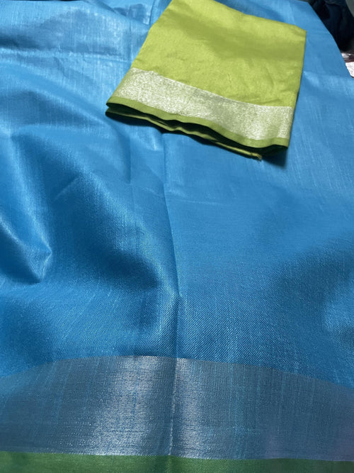 Blue saree with green blouse - Classic to Modern