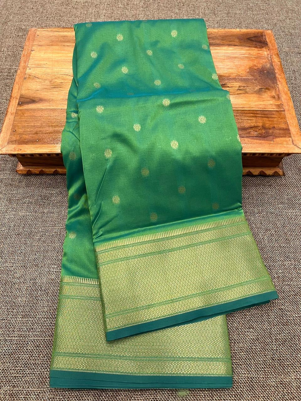 Light Green Golden Border Paithani saree
