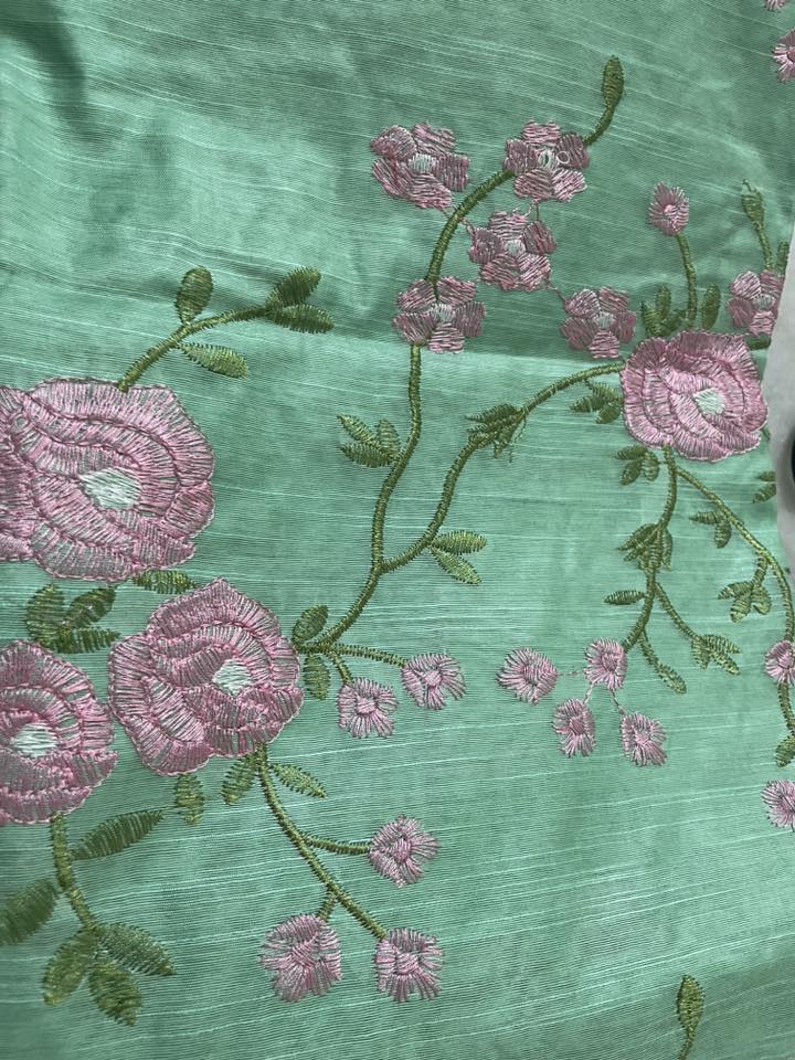 Embroidered Kota Cotton Sea Green Saree - Classic to Modern