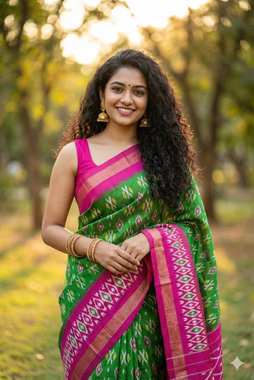 Green Ikkat pure silk saree - Classic to Modern