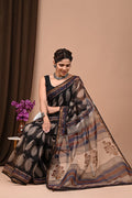 Kota doria black with cream border saree - Classic to Modern