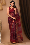 Kota doria reddish marron colour saree - Classic to Modern