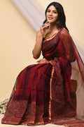 Kota sarees red with black designs - Classic to Modern