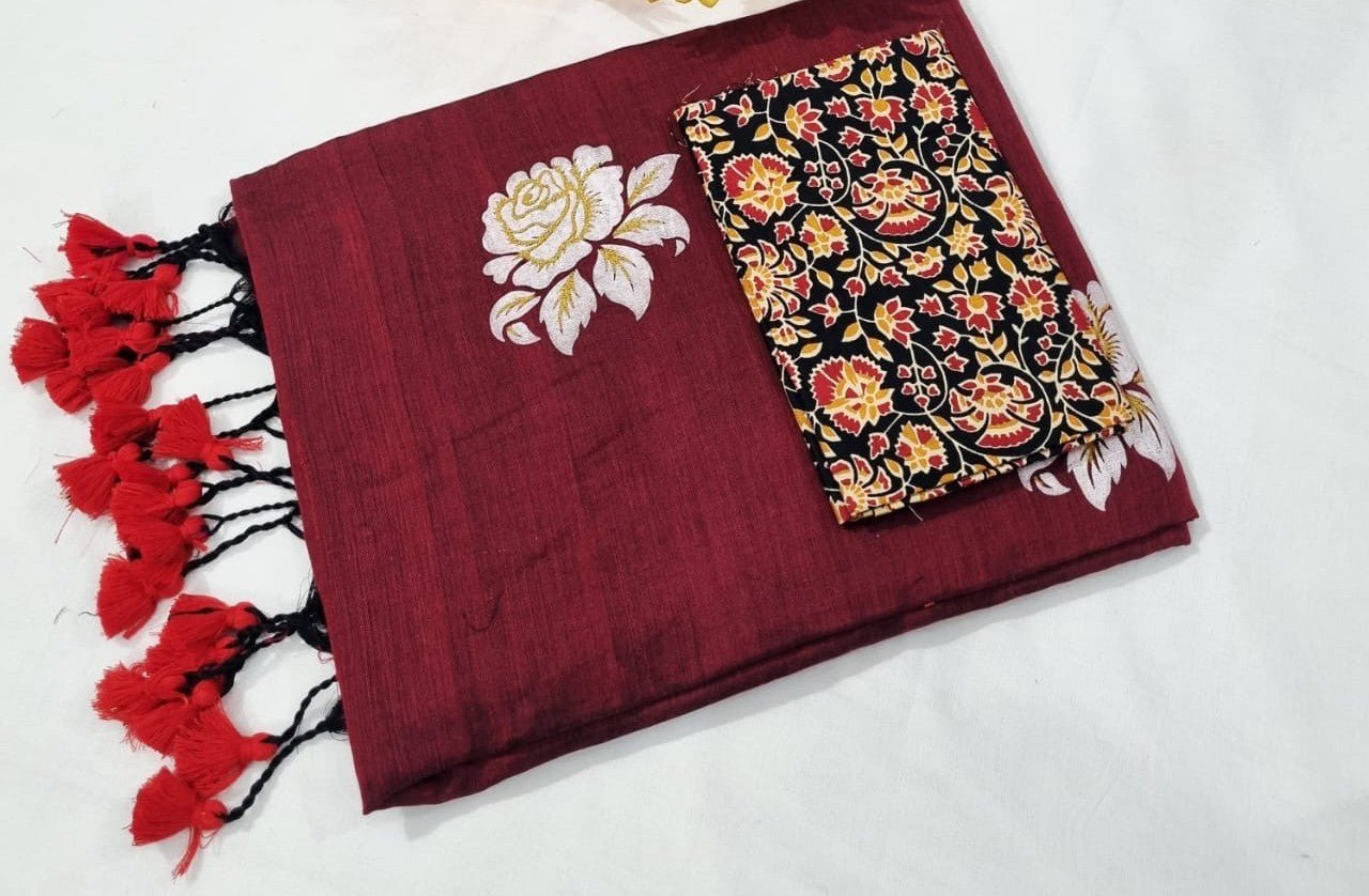 Maroon Khadhi cotton saree - Classic to Modern