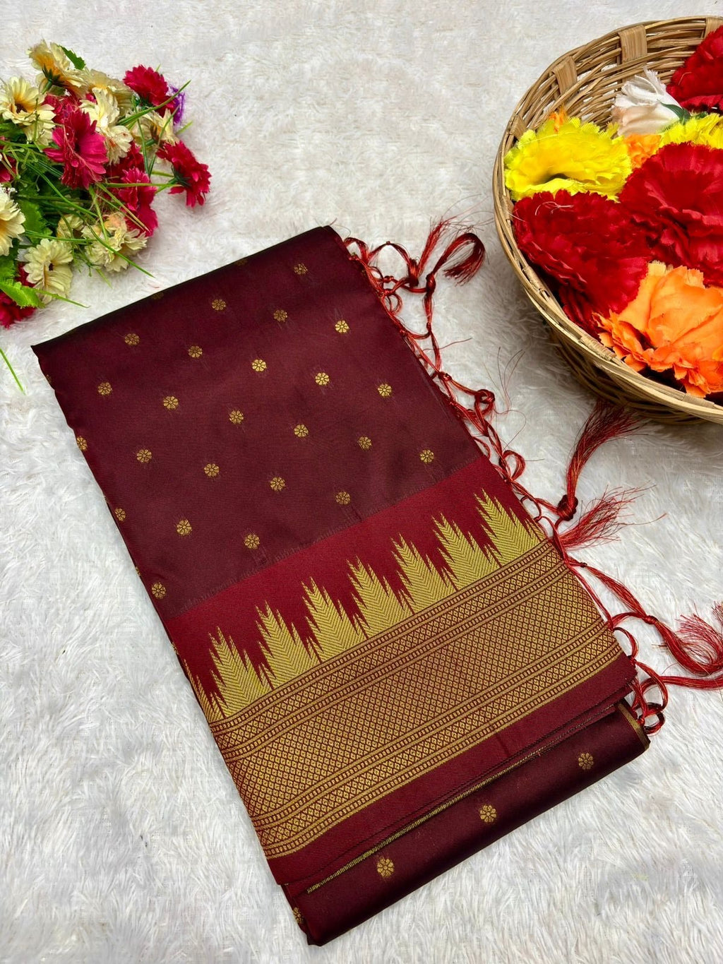 Maroon Temple Border Paithani - Classic to Modern