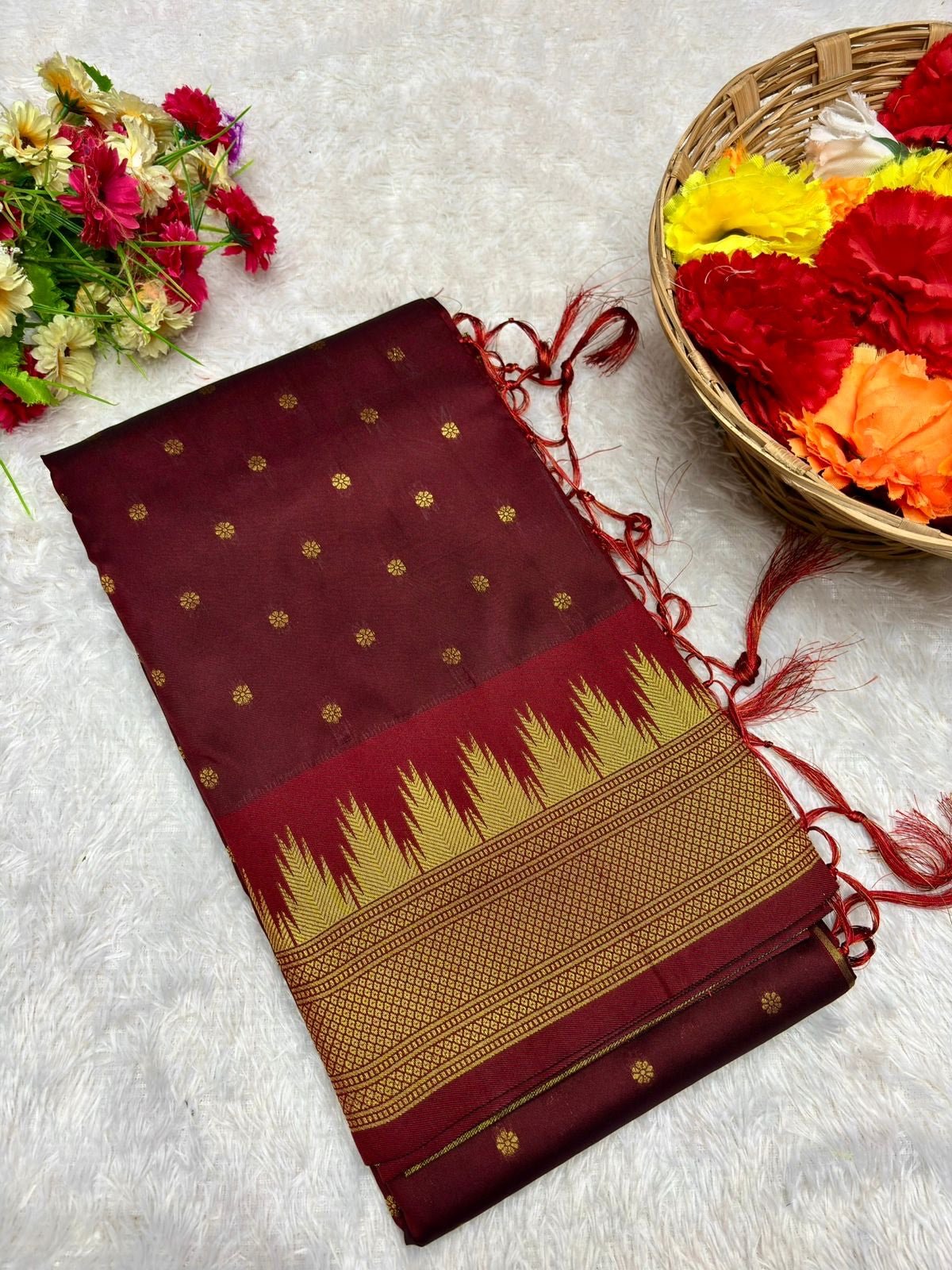 Maroon Temple Border Paithani - Classic to Modern