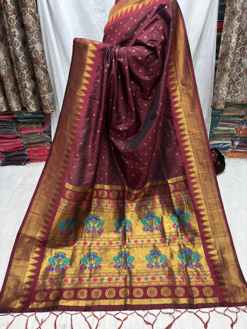 Maroon Temple Border Paithani - Classic to Modern