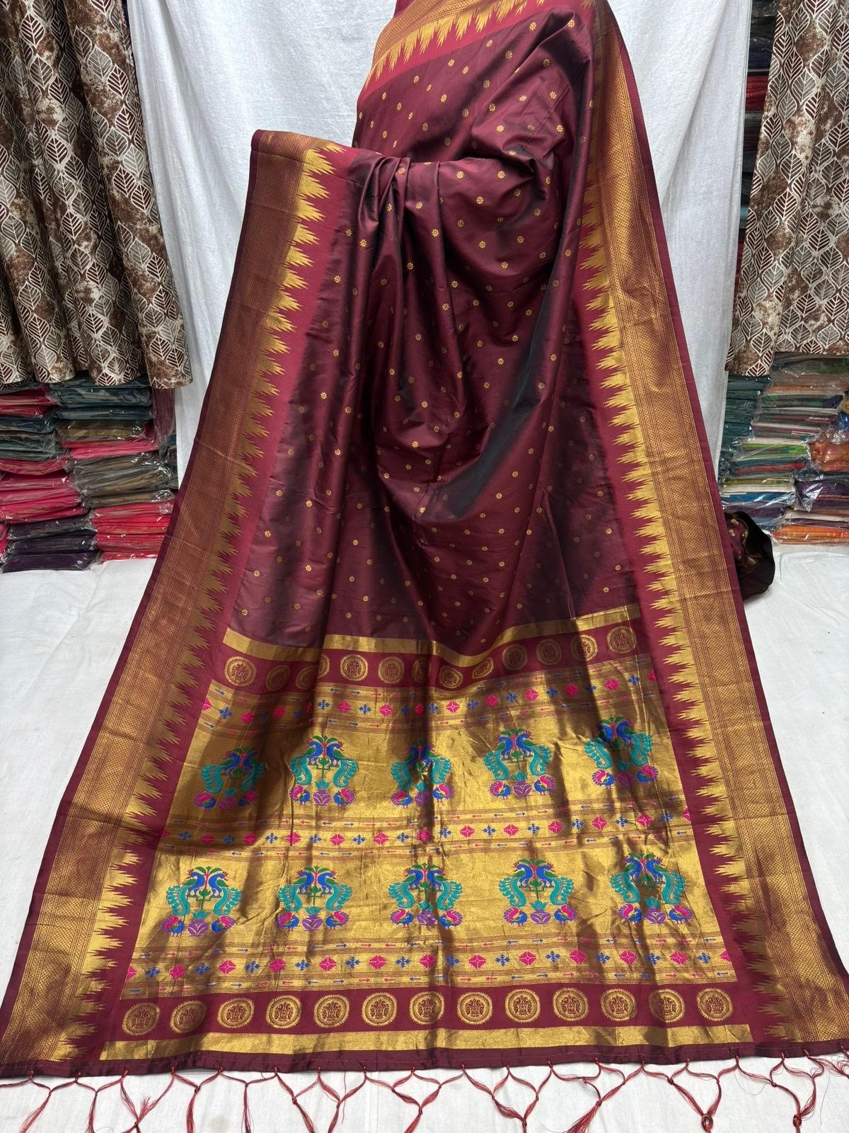 Maroon Temple Border Paithani - Classic to Modern
