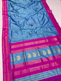 Paithani Silk Saree Blue with Pink Border - Classic to Modern