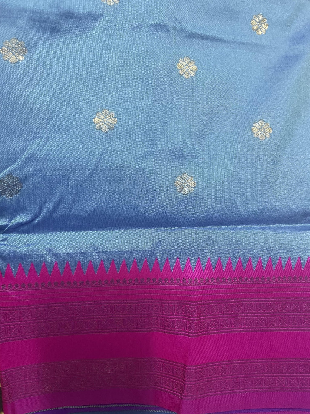 Paithani Silk Saree Blue with Pink Border - Classic to Modern
