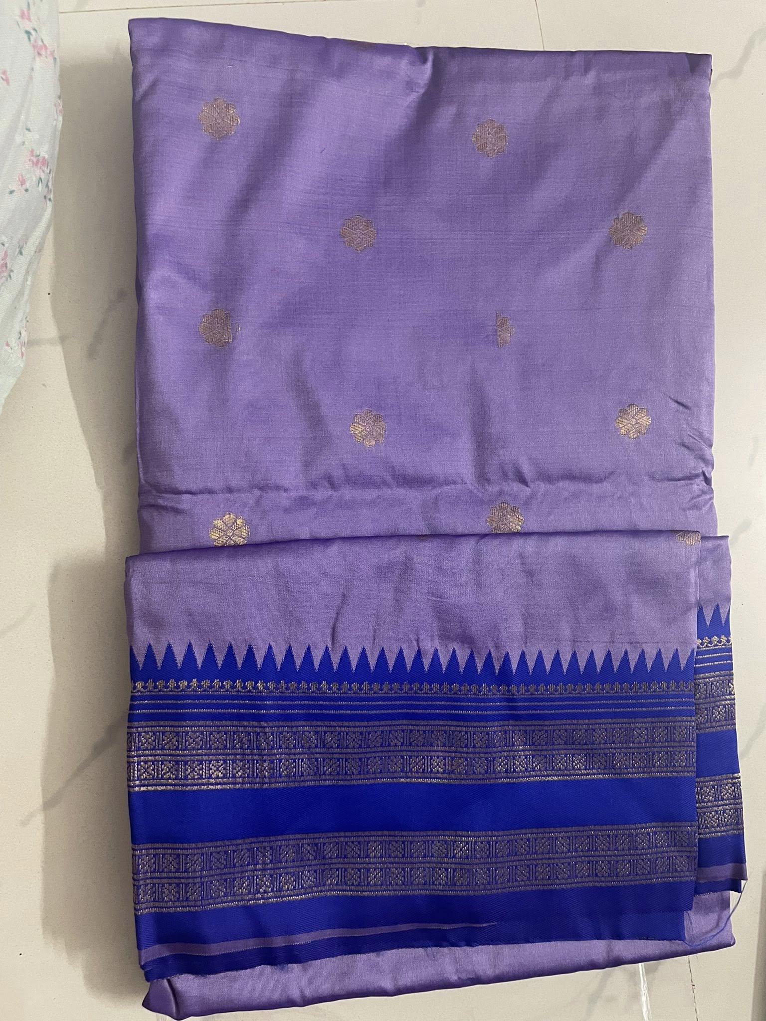 Paithani Silk Saree Lavender with Blue Border - Classic to Modern