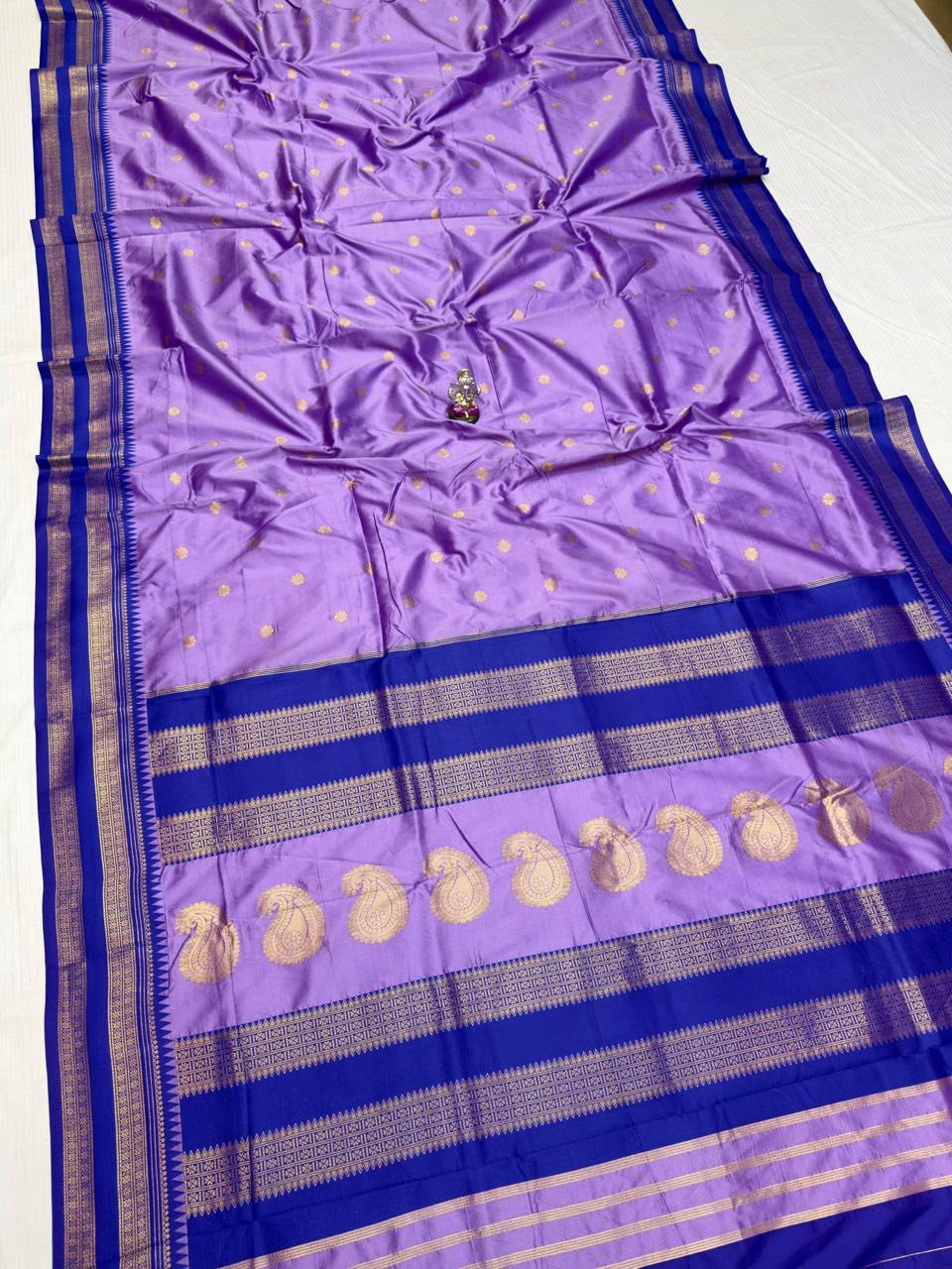 Paithani Silk Saree Lavender with Blue Border - Classic to Modern