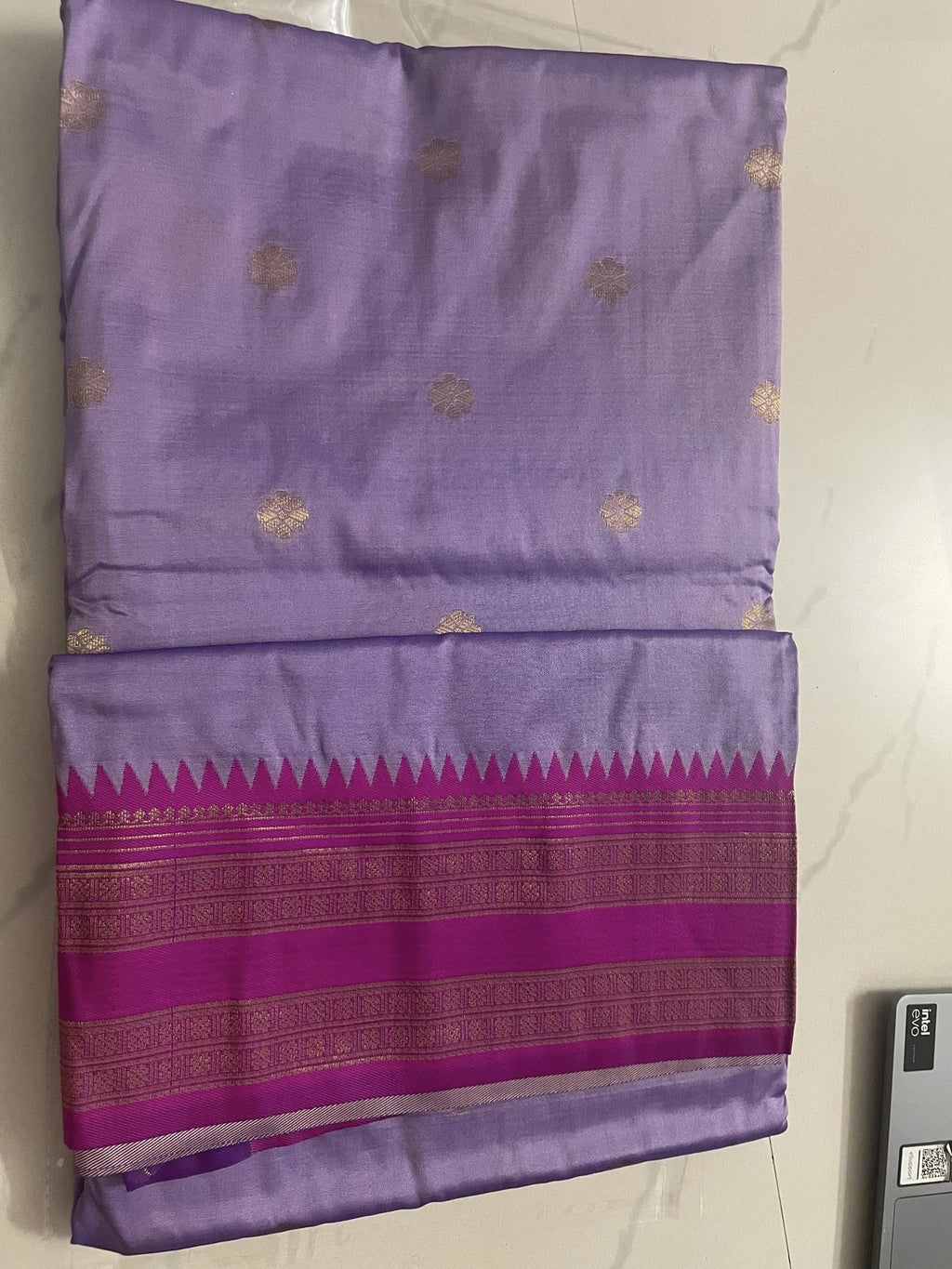 Paithani Silk Saree Lavender with Pink Border - Classic to Modern
