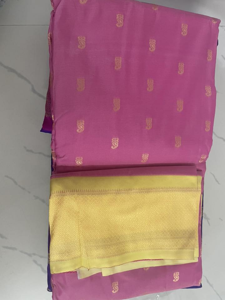 Paithani Silk Saree Pink with light yellow - Classic to Modern