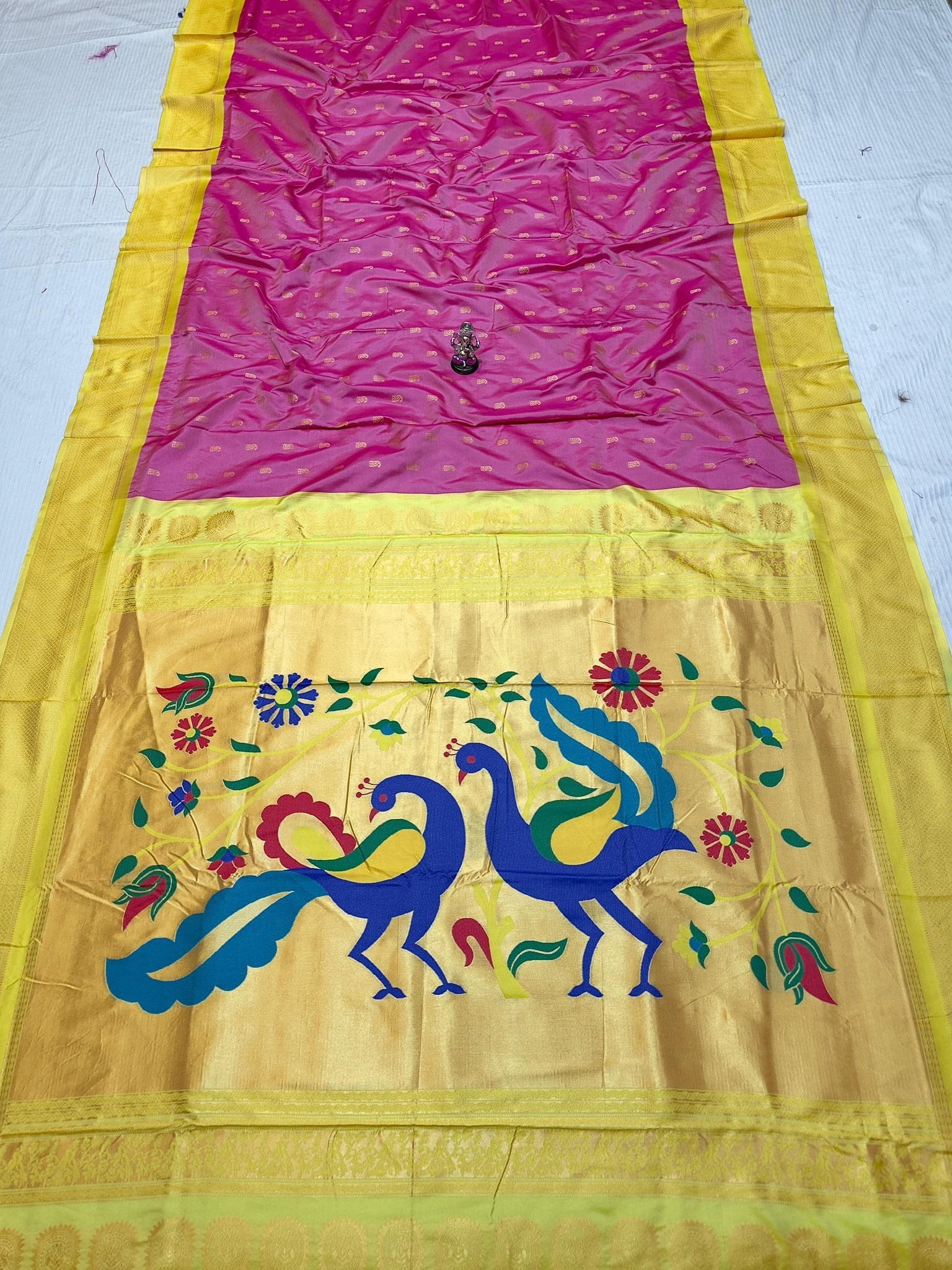 Paithani Silk Saree Pink with light yellow - Classic to Modern