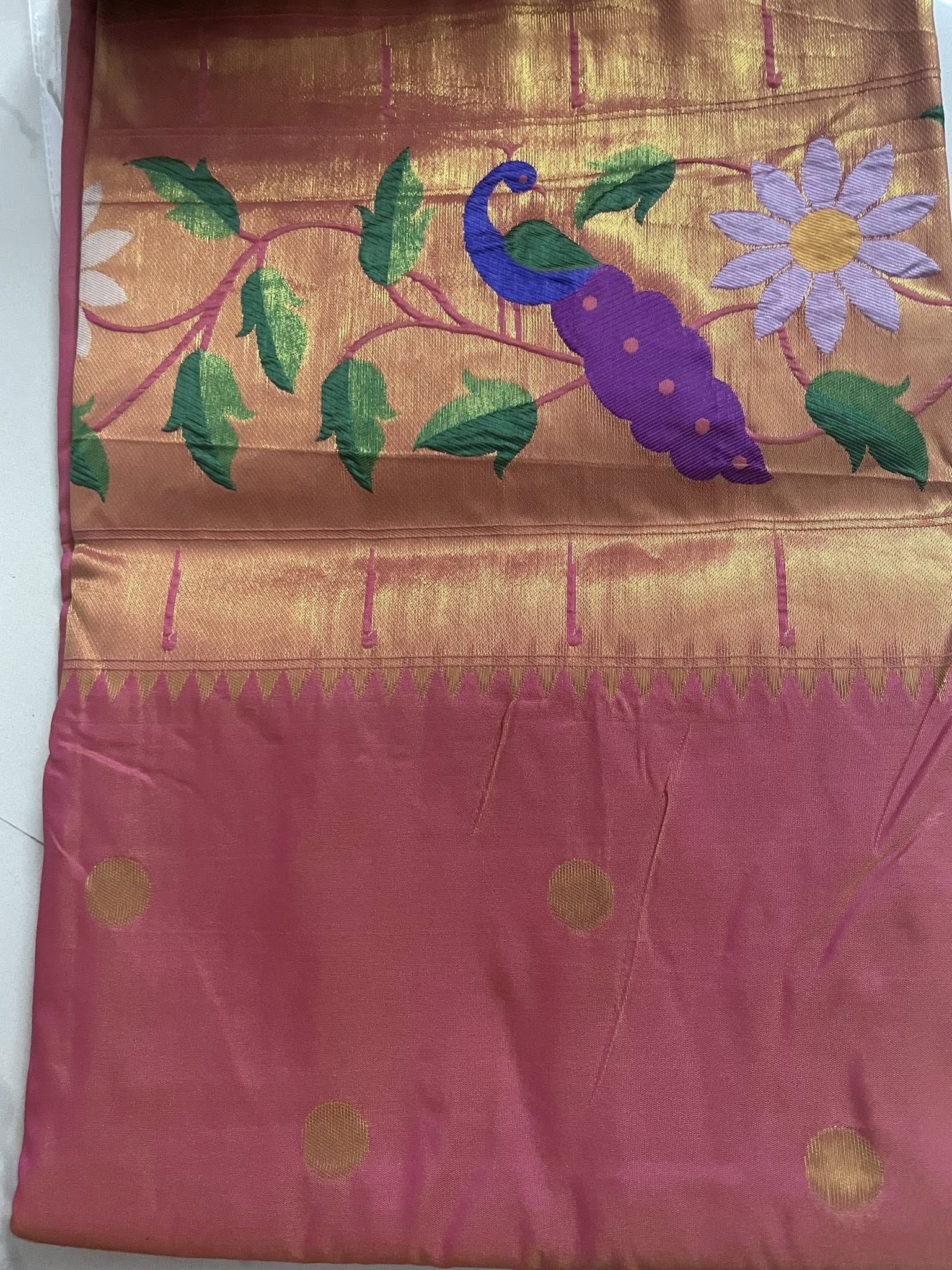 Paithani Silk Saree - Pinkish Golden double shaded saree - Classic to Modern