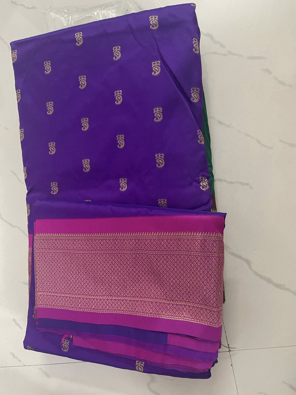 Paithani Silk Saree Violet with pink border - Classic to Modern