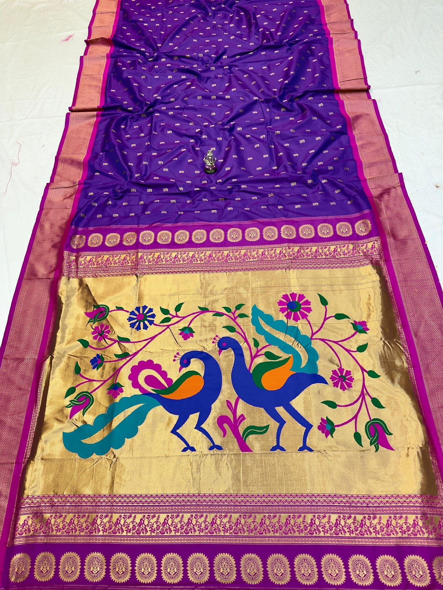 Paithani Silk Saree Violet with pink border - Classic to Modern
