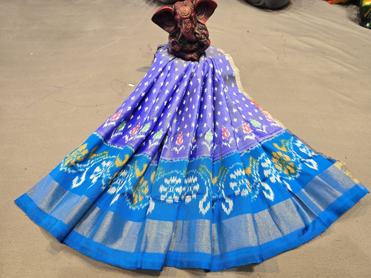 Pattu Pavadai light lavender with Peacock blue border - Classic to Modern