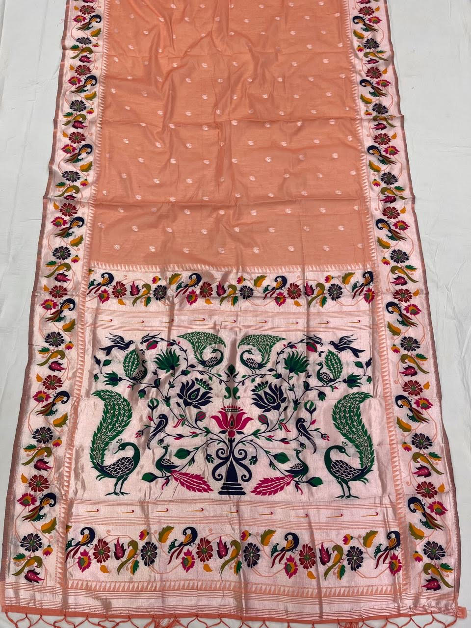 Peach Paithani Cotton Saree - Classic to Modern