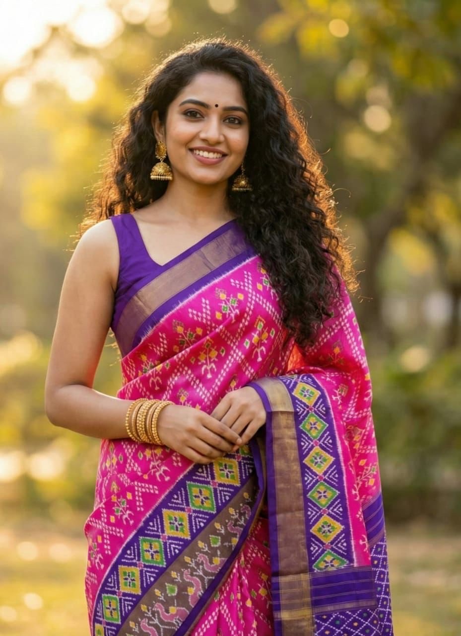 Pink Ikkat Pure Silk Saree - Classic to Modern
