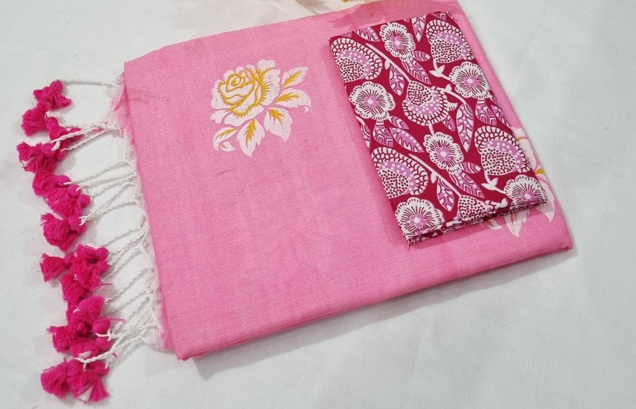 Pink Khadhi cotton sareee - Classic to Modern