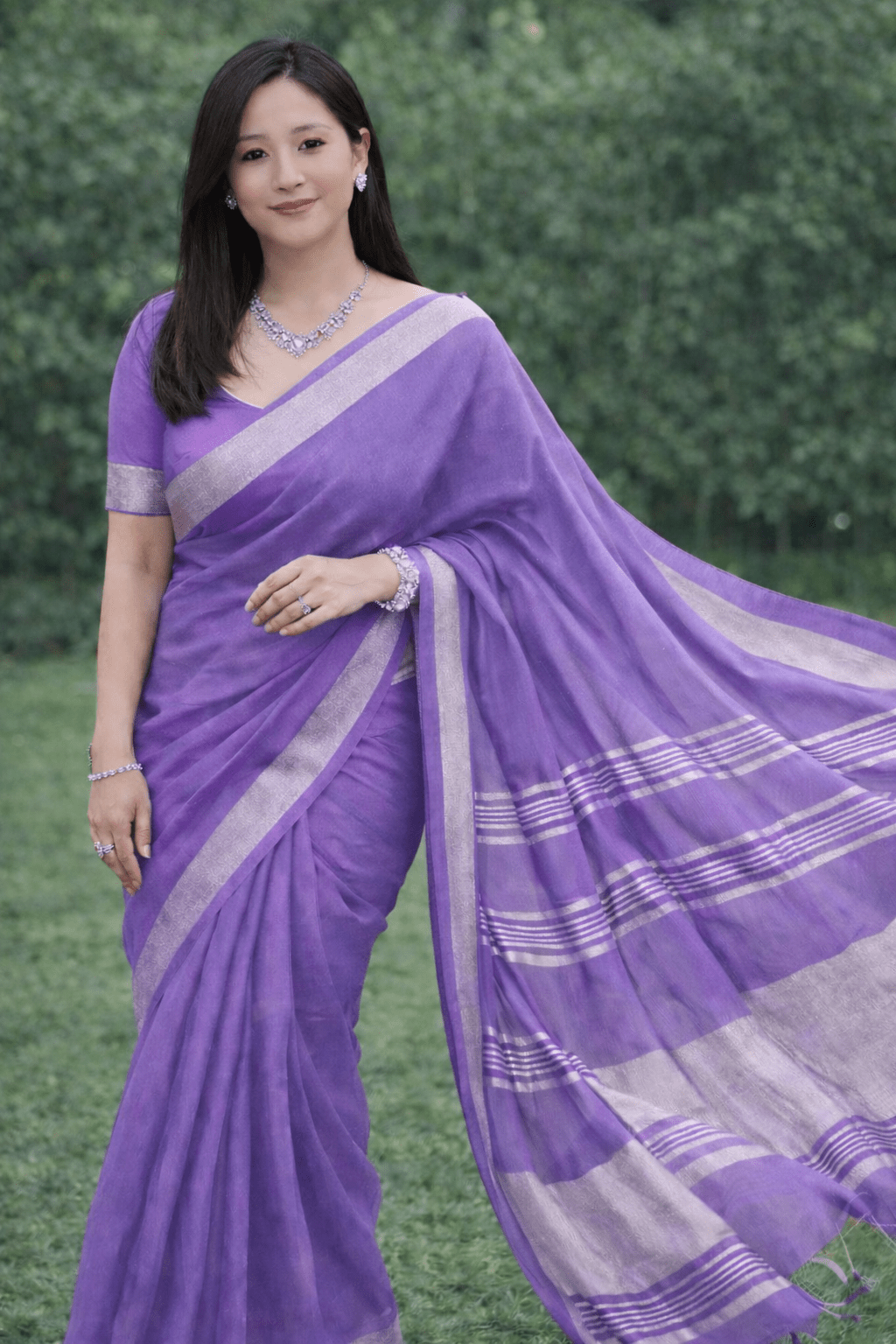 Purple Linen Saree - Classic to Modern