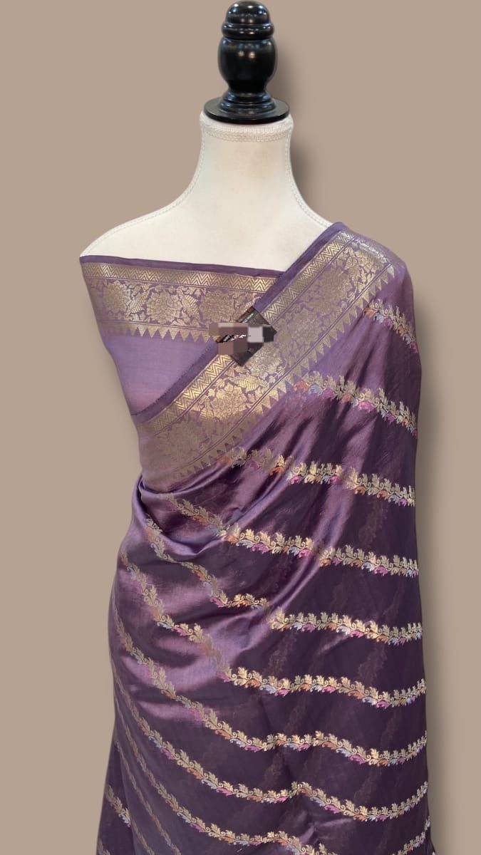 Purple or Light Grape Colour Banarasi Saree - Classic to Modern