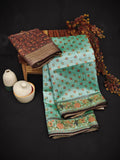 Sea green color tussar silk saree with floral digital printed work - Classic to Modern