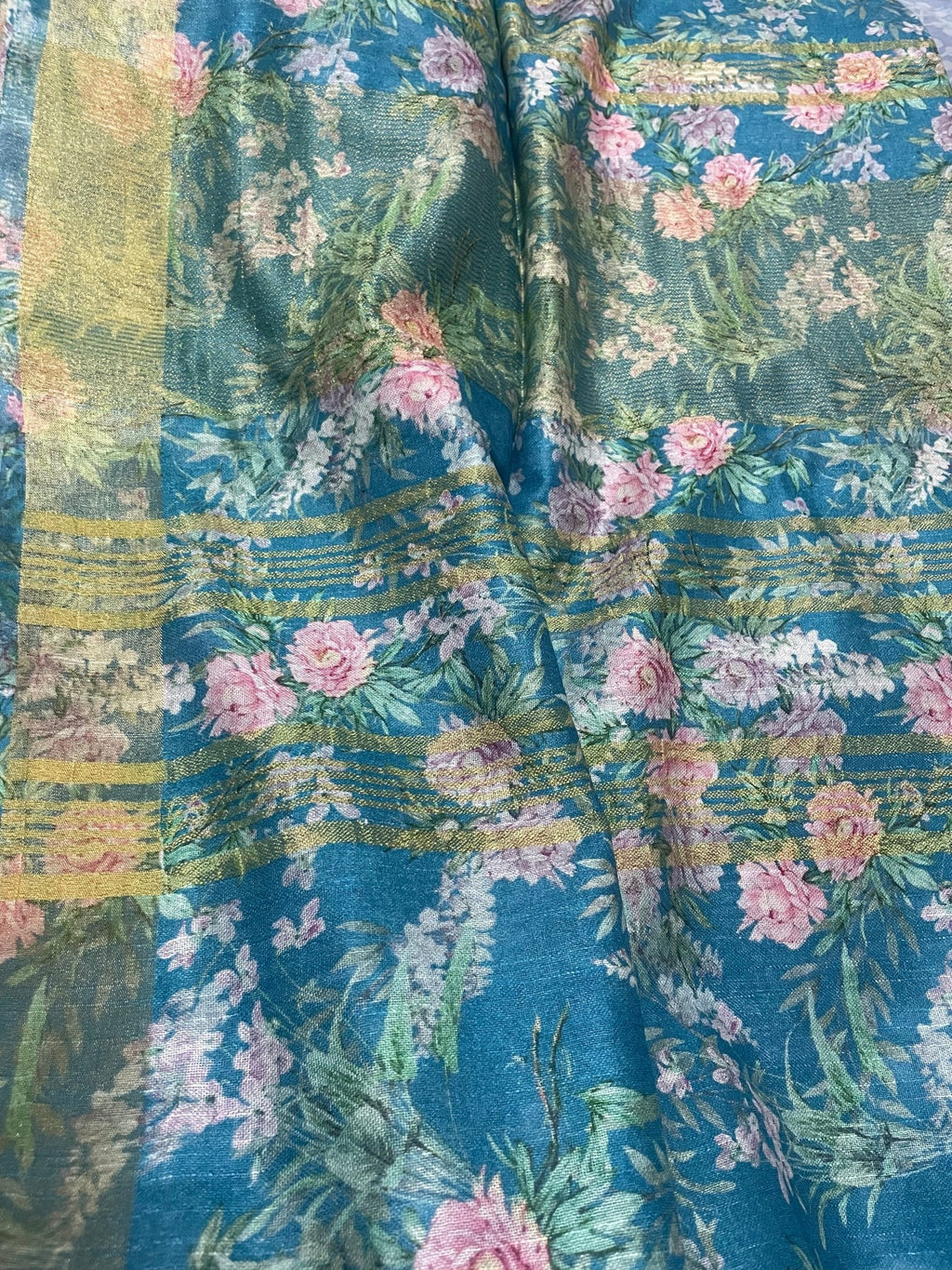 Soft Line Blue saree with printed floral design - Classic to Modern