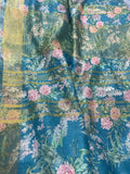 Soft Line Blue saree with printed floral design - Classic to Modern