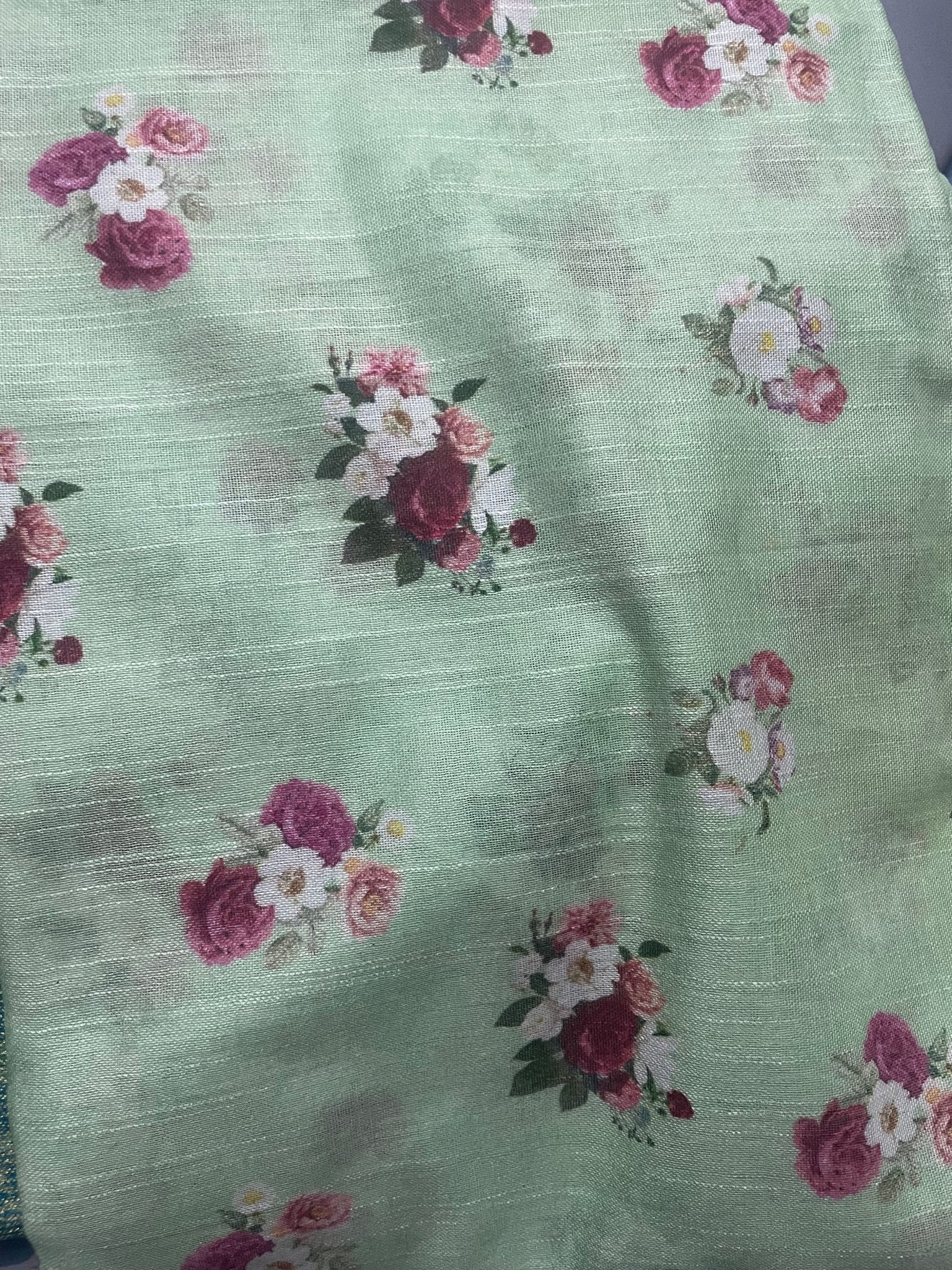 Soft Linen Saree with printed floral design - Classic to Modern